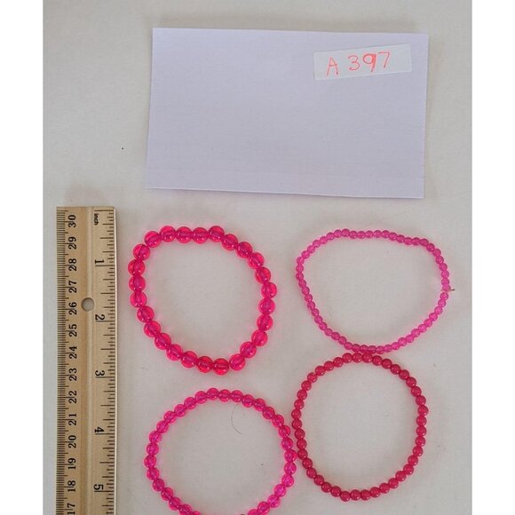 Set Of 4 Pink Beaded Stretch Bracelets Jewelry For Women & Teens - Picture 5 of 6